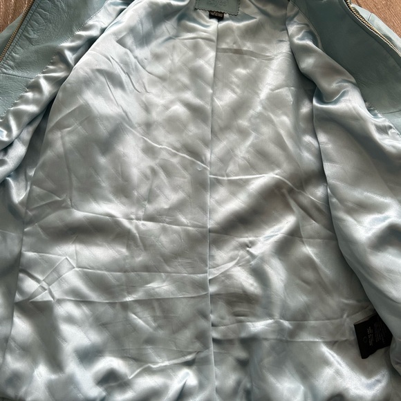 Light blue real leather jacket size small - Picture 3 of 5